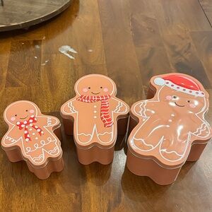 Gingerbread Man Cookie Tin Set - Brown